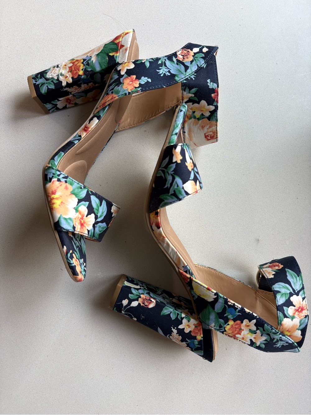 Apt. 9 Navy Floral Ankle-Strap Block Heels - Picture 4 of 8